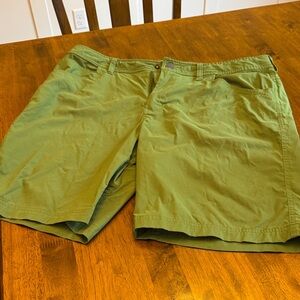 Stio Olive Green Flat Front Shorts